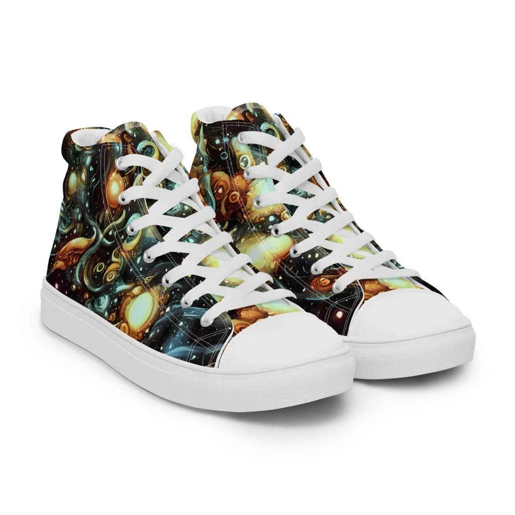Cosmic Organica on Men's High Top Canvas Shoes — Right Front
