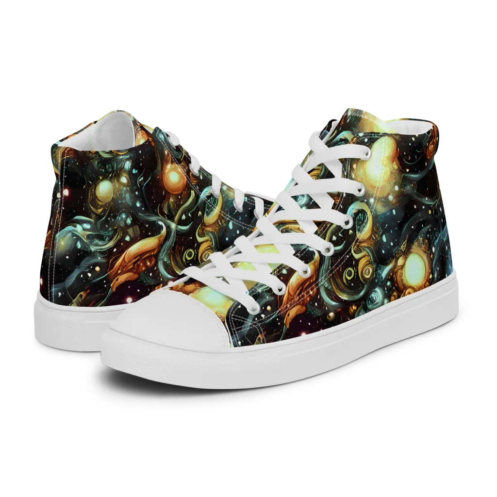 Cosmic Organica on Men's High Top Canvas Shoes — Left