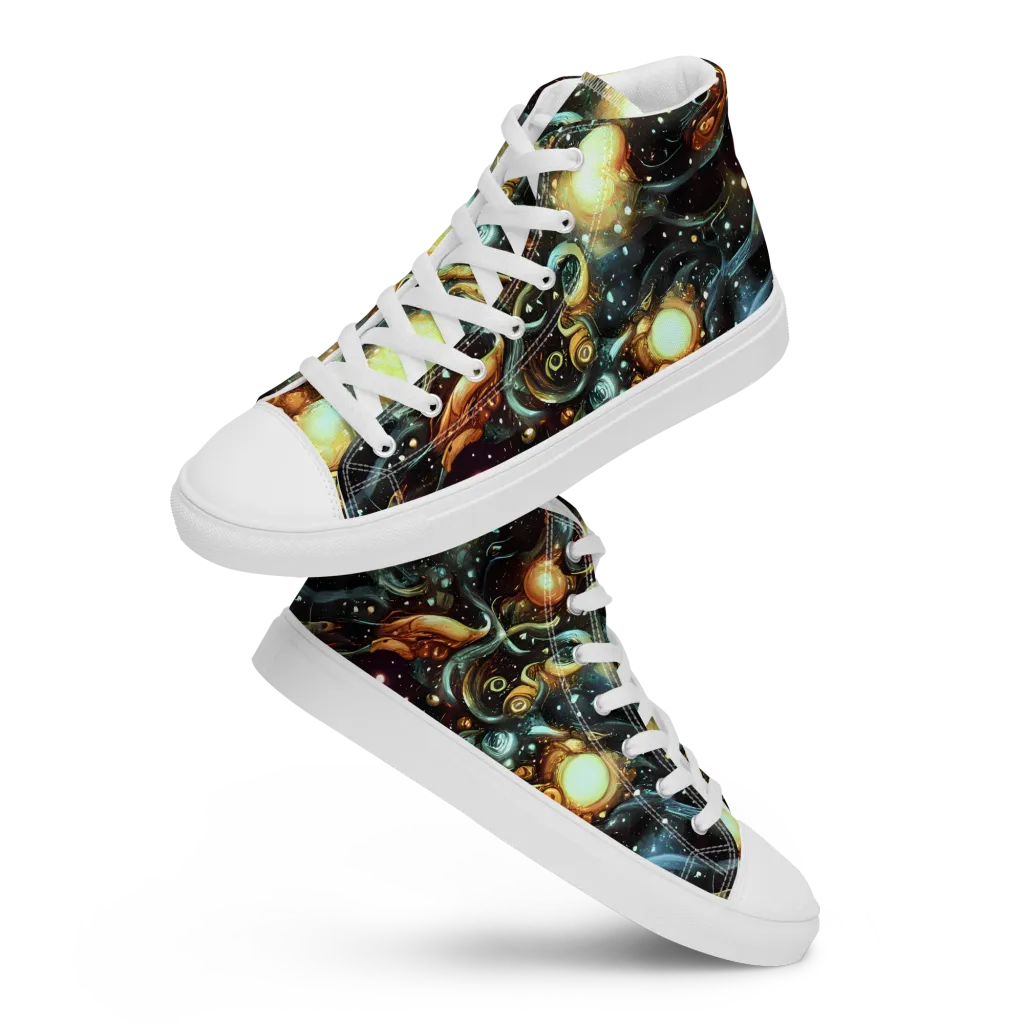 Cosmic Organica on Men's High Top Canvas Shoes — Front