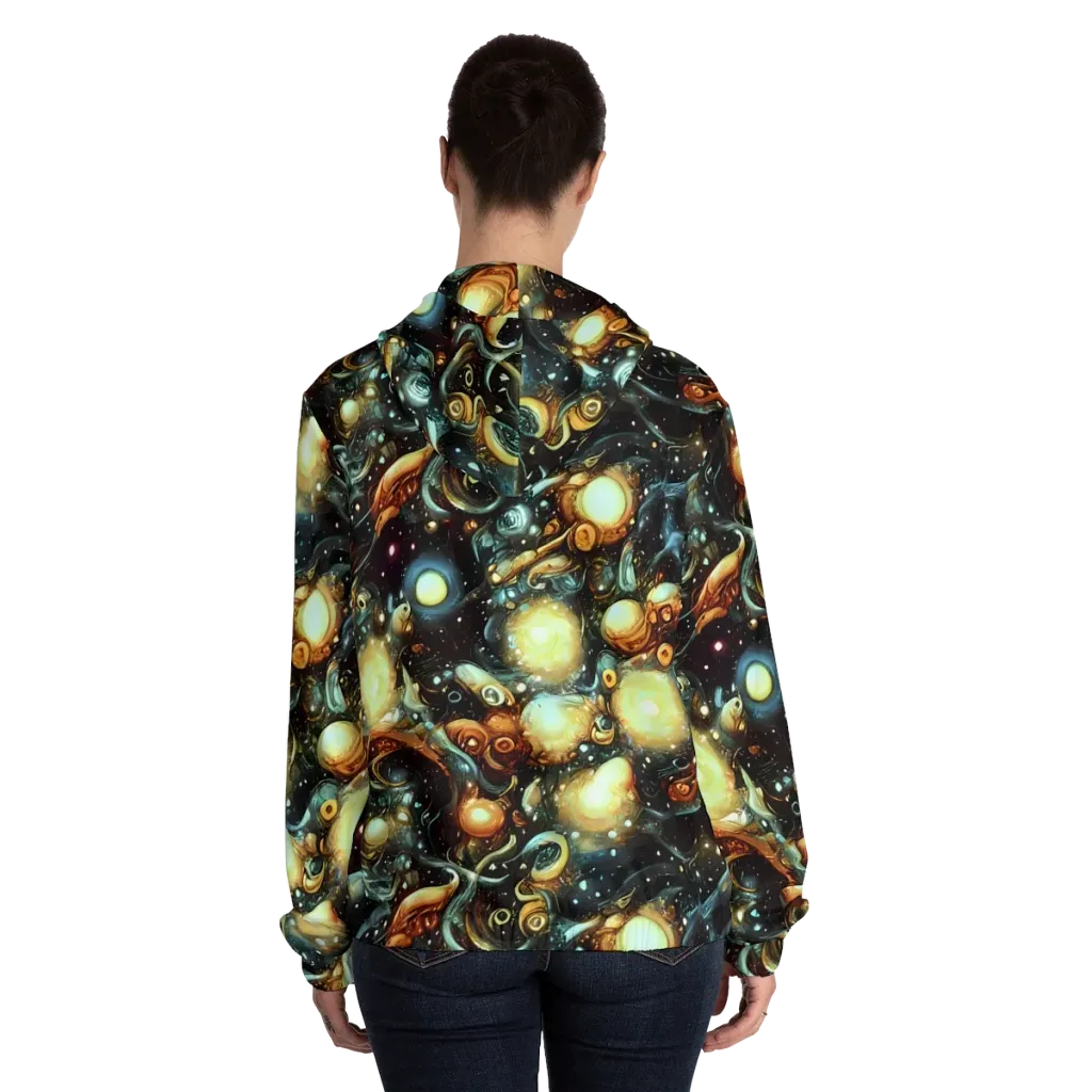 Cosmic Organica on Women's Full-Zip Hoodie — Back On Person