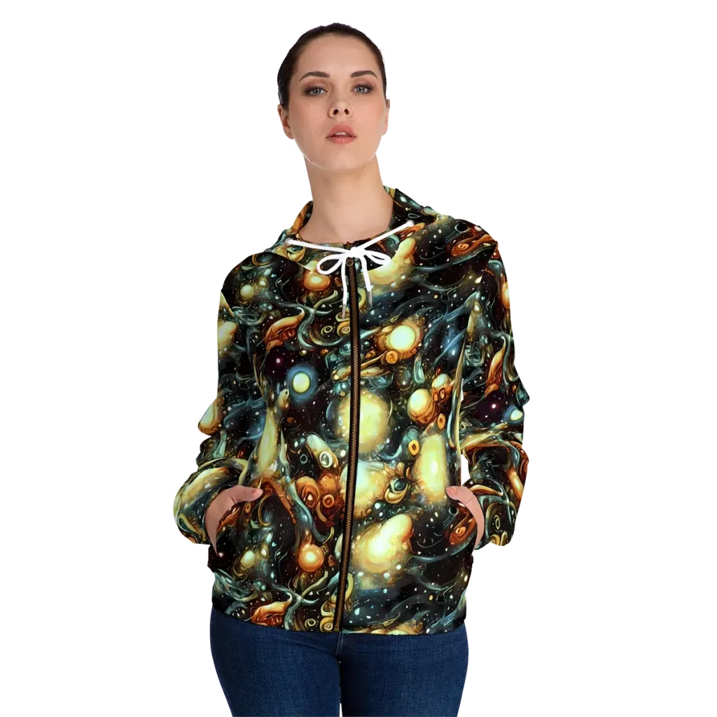 Cosmic Organica on Women's Full-Zip Hoodie — Front On Person