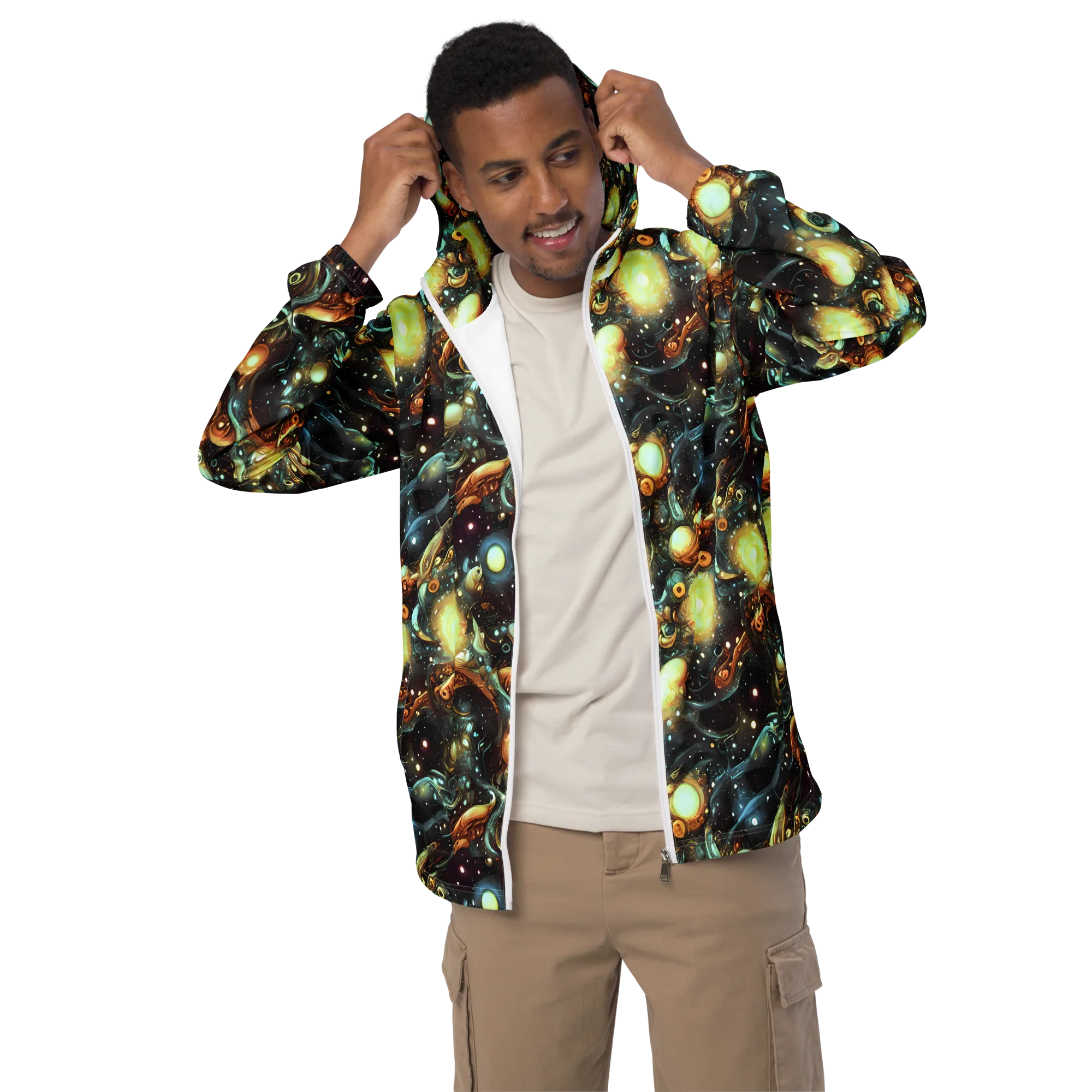 Cosmic Organica on Men's Windbreaker — Front