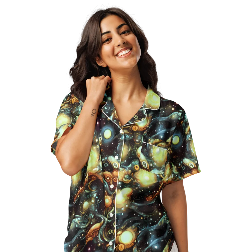 Cosmic Organica on Women's Short Sleeve Pajama Top — Front