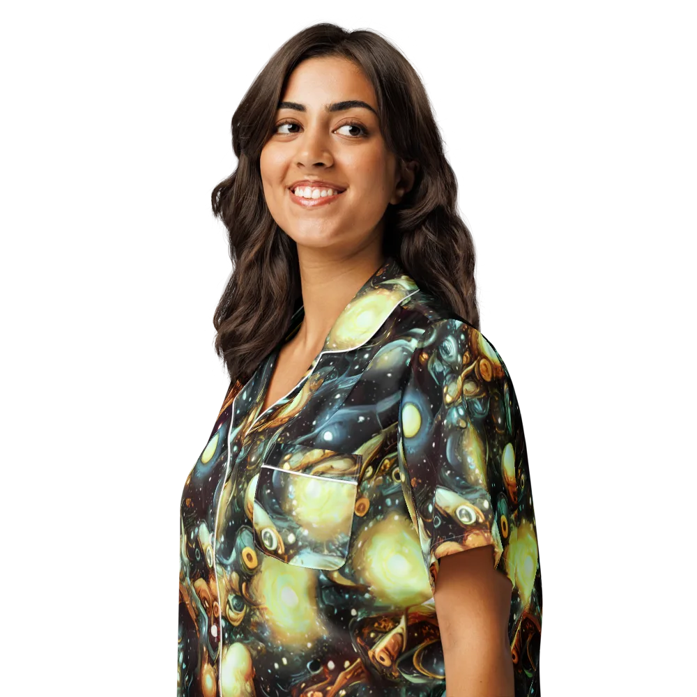 Cosmic Organica on Women's Short Sleeve Pajama Top — Left Front