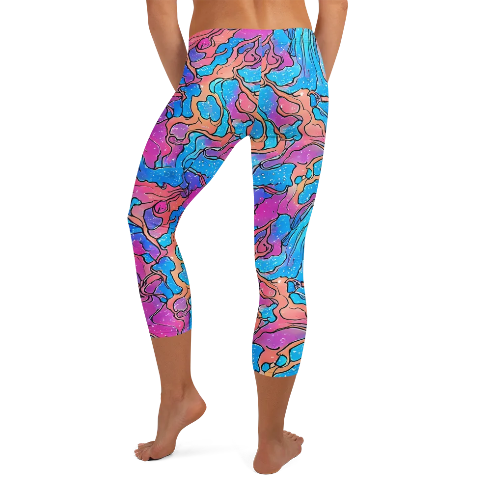 Tidal Confetti on Capri Leggings — Back