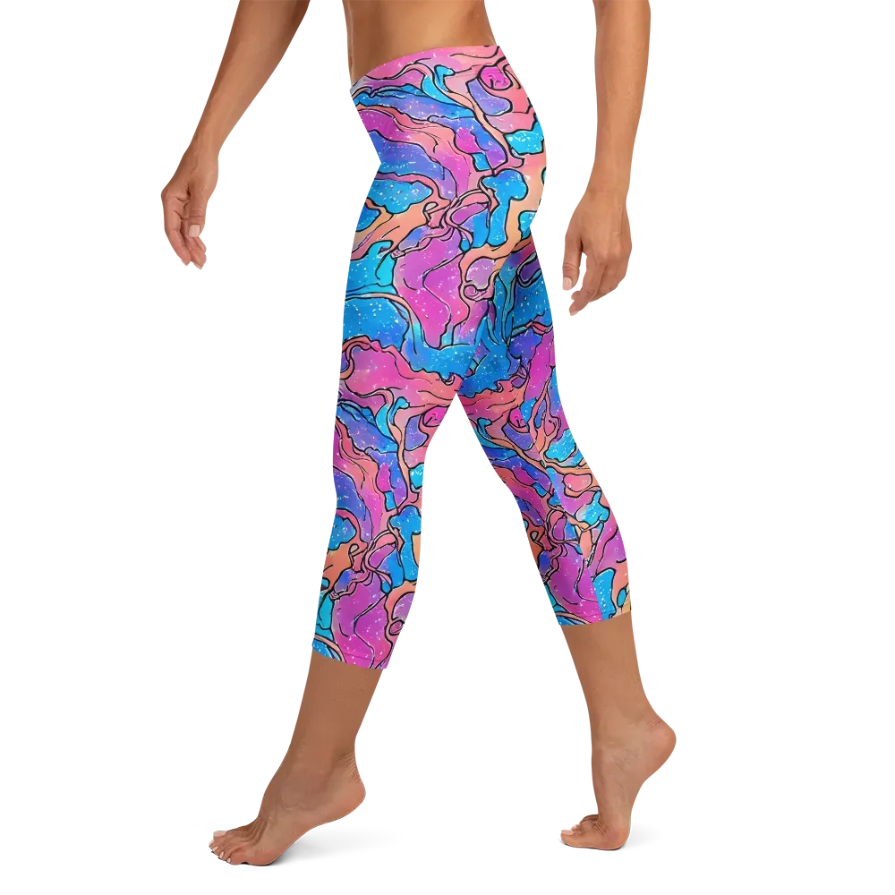 Tidal Confetti on Capri Leggings — Left