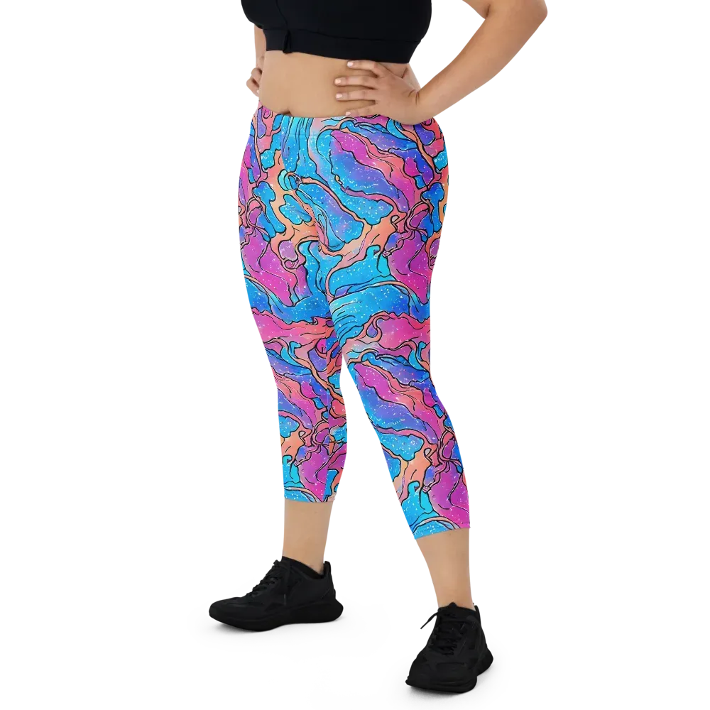 Tidal Confetti on Capri Leggings — Front