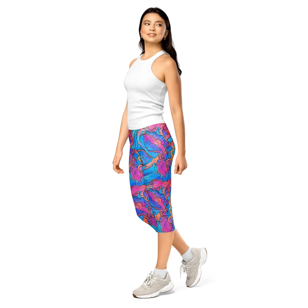 Tidal Confetti on Capri Leggings — Left Front