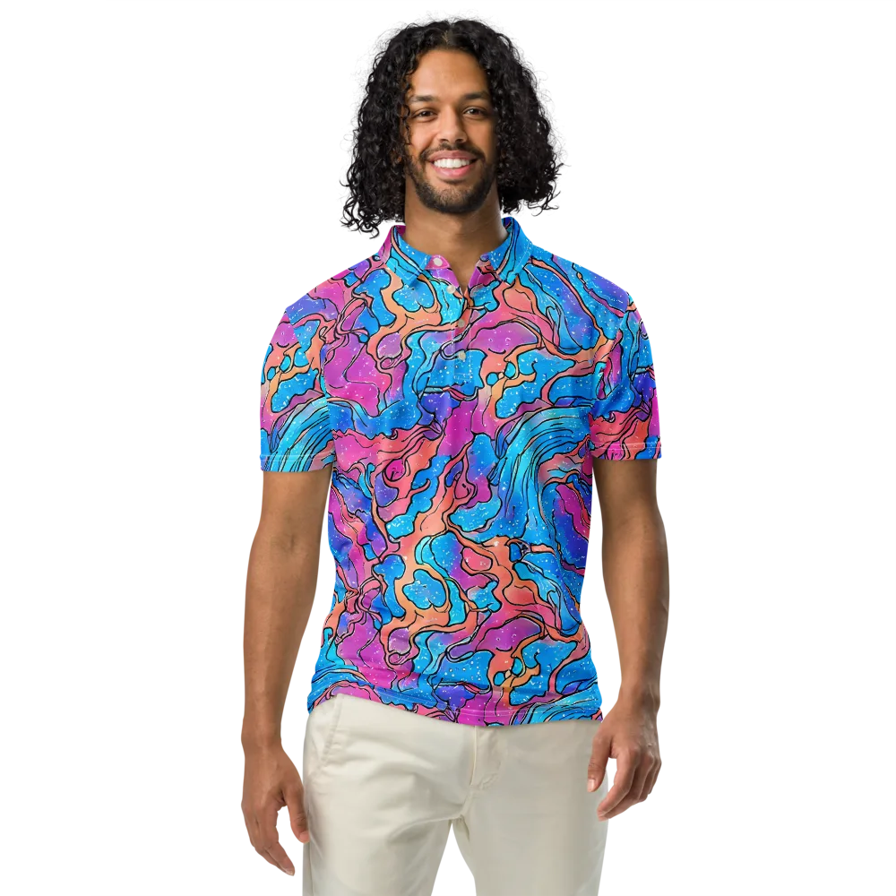 Tidal Confetti on Men's Slim Fit Polo Shirt — Front