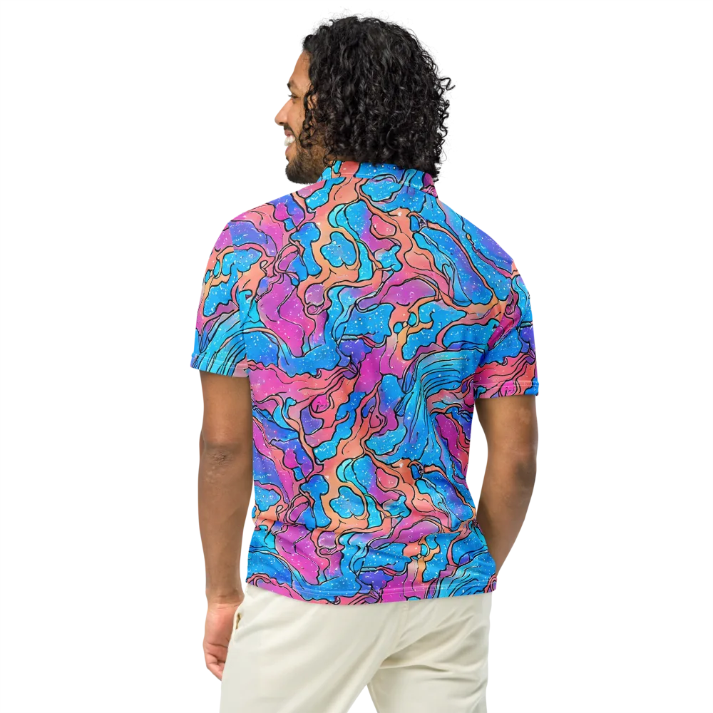 Tidal Confetti on Men's Slim Fit Polo Shirt — Back