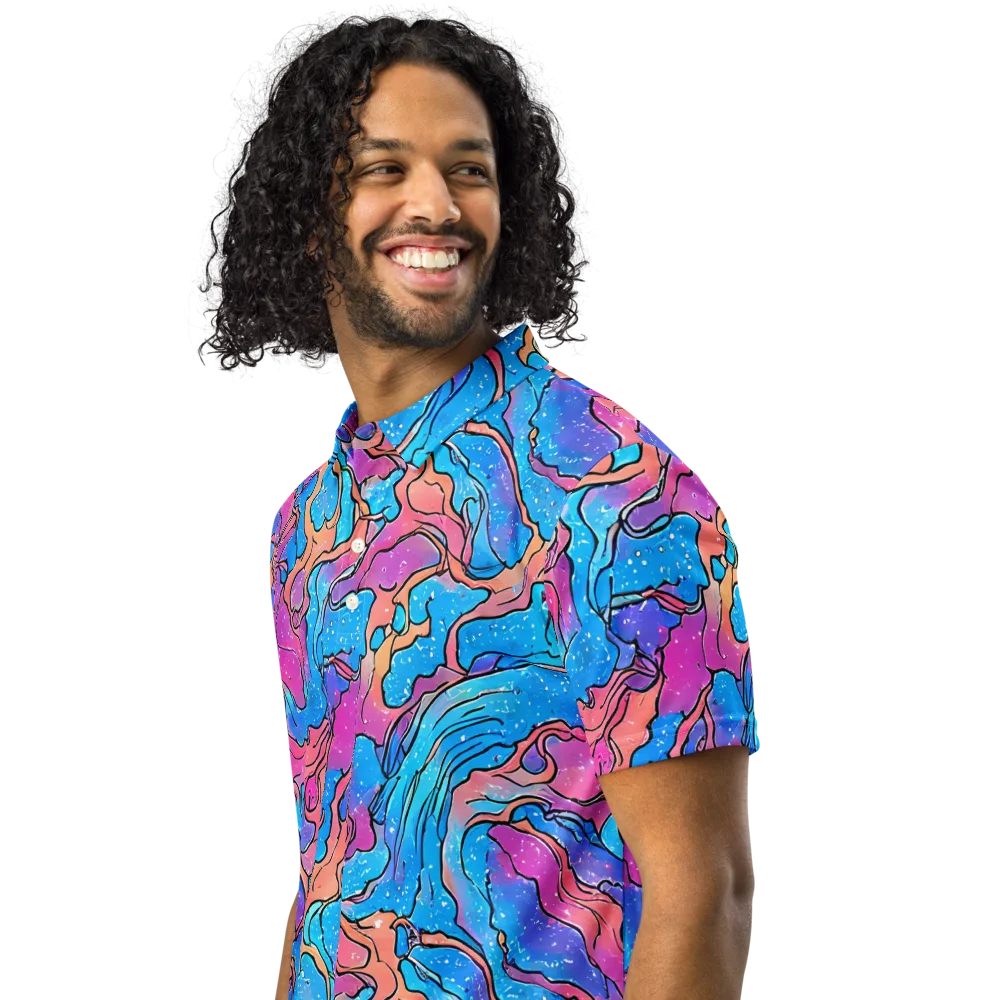 Tidal Confetti on Men's Slim Fit Polo Shirt — Left Front
