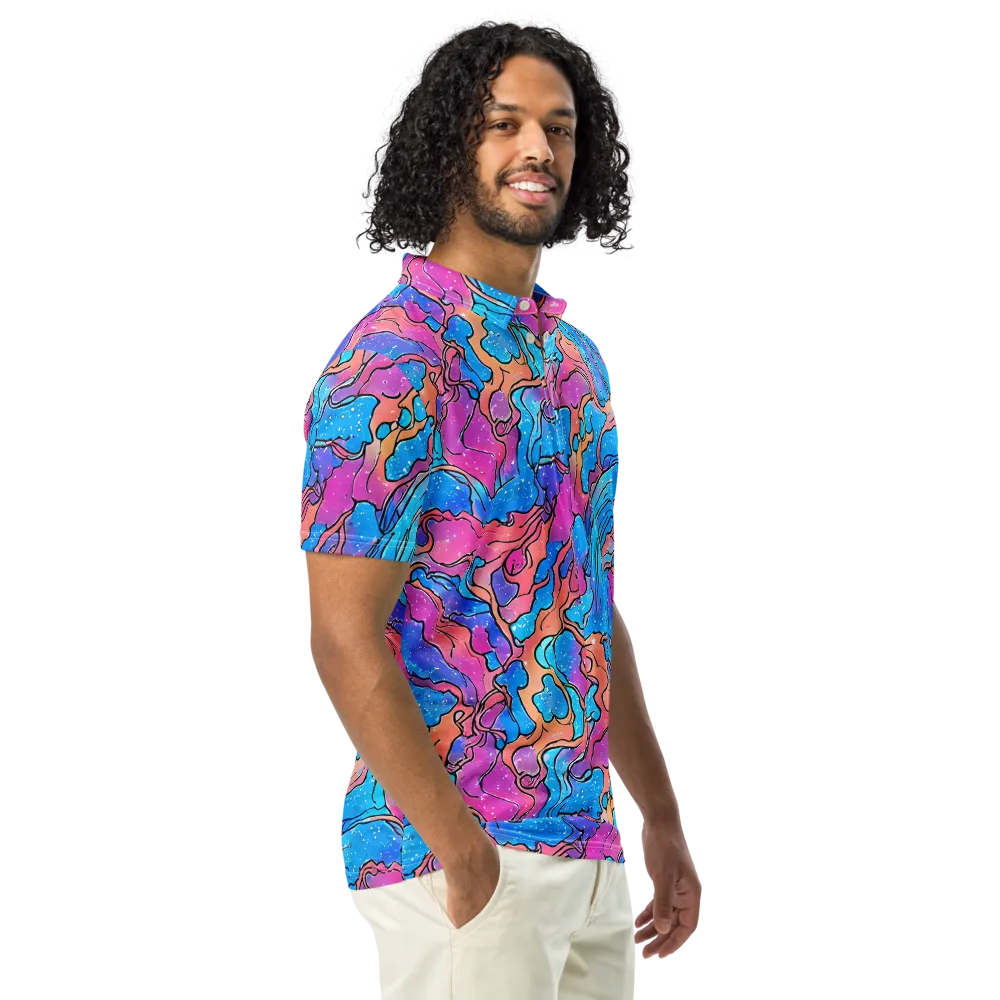 Tidal Confetti on Men's Slim Fit Polo Shirt — Right Front