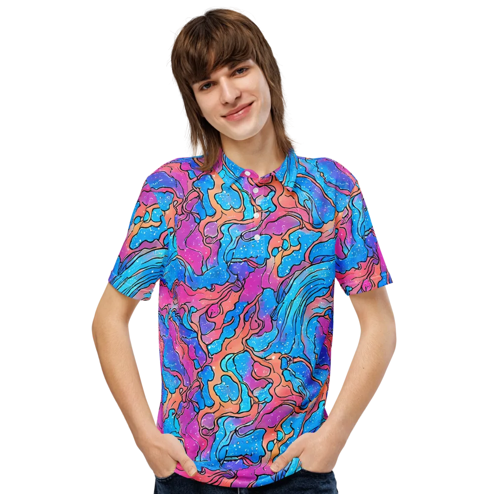 Tidal Confetti on Men's Slim Fit Polo Shirt — Front