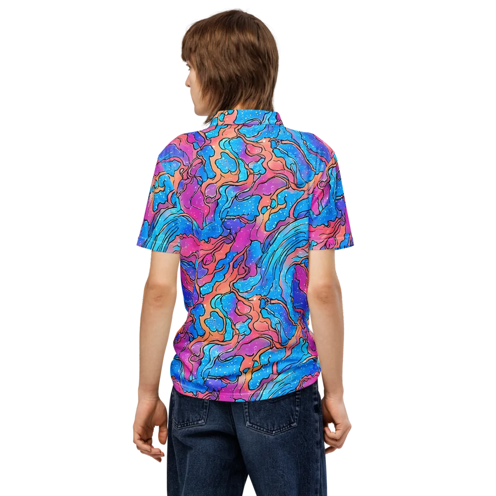 Tidal Confetti on Men's Slim Fit Polo Shirt — Back