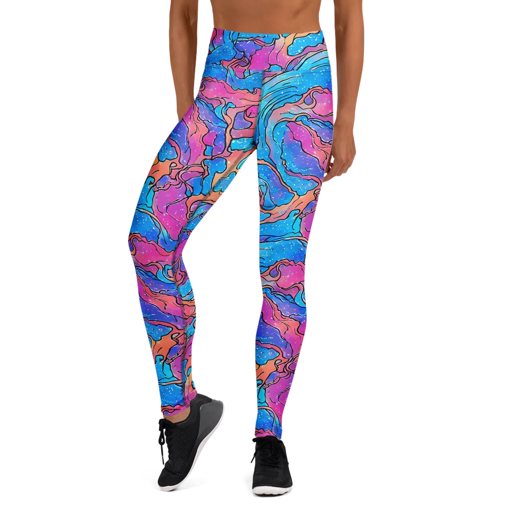 Tidal Confetti on Yoga Leggings — Front