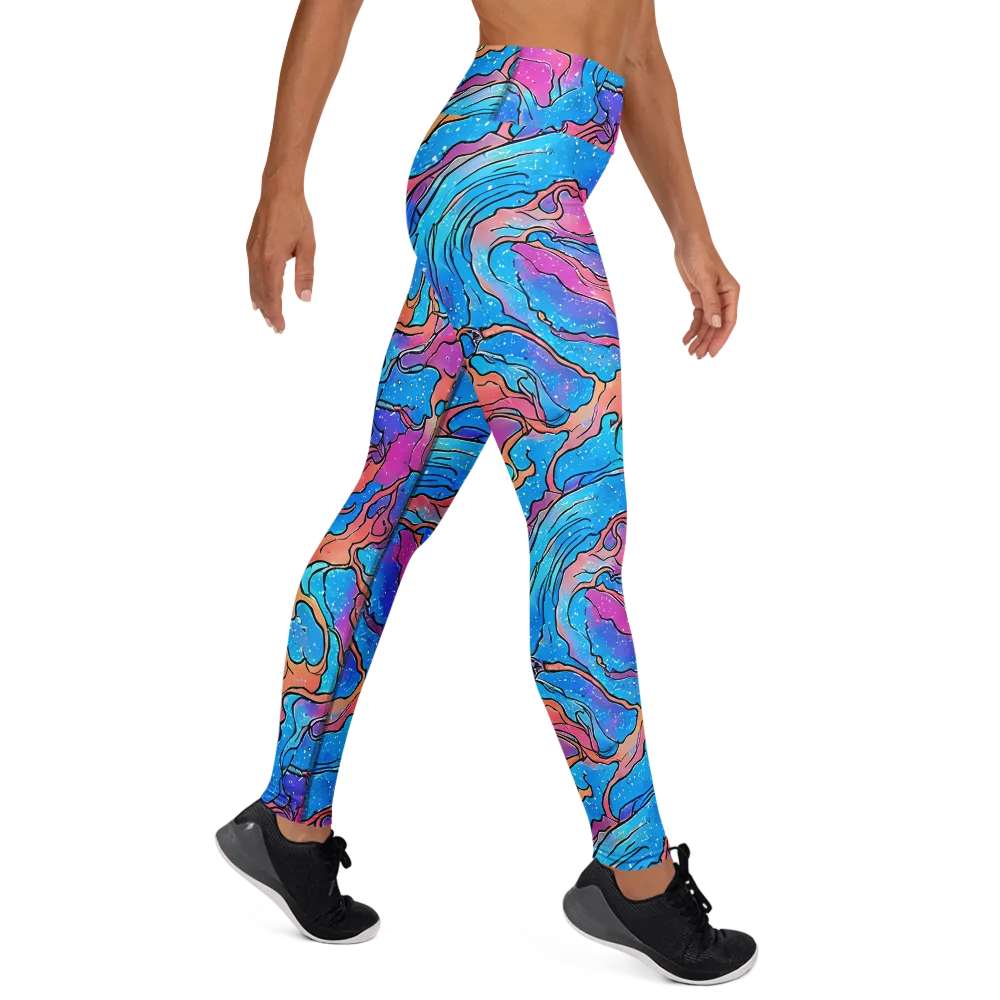 Tidal Confetti on Yoga Leggings — Right