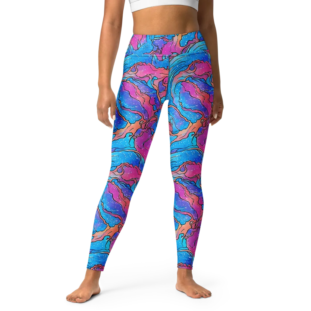 Tidal Confetti on Yoga Leggings — Front