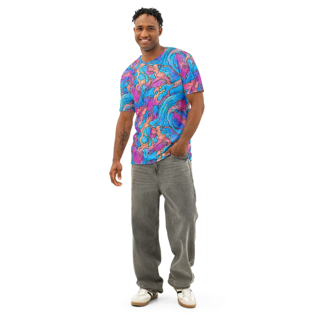 Tidal Confetti on Men's Cotton Crew Neck T-Shirt — Front