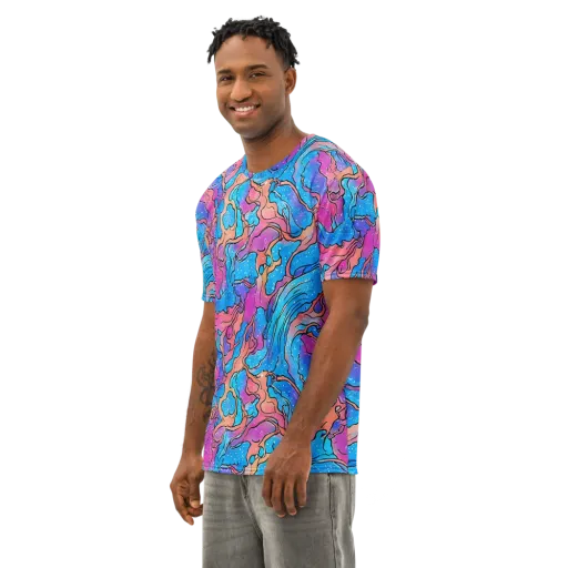Tidal Confetti on a Men's Cotton Crew Neck T-Shirt
