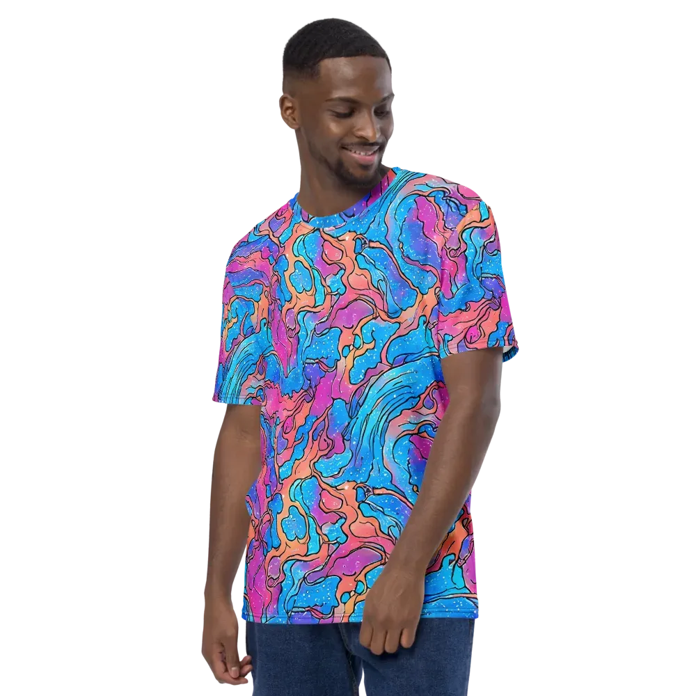 Tidal Confetti on Men's Crew Neck T-Shirt — Left