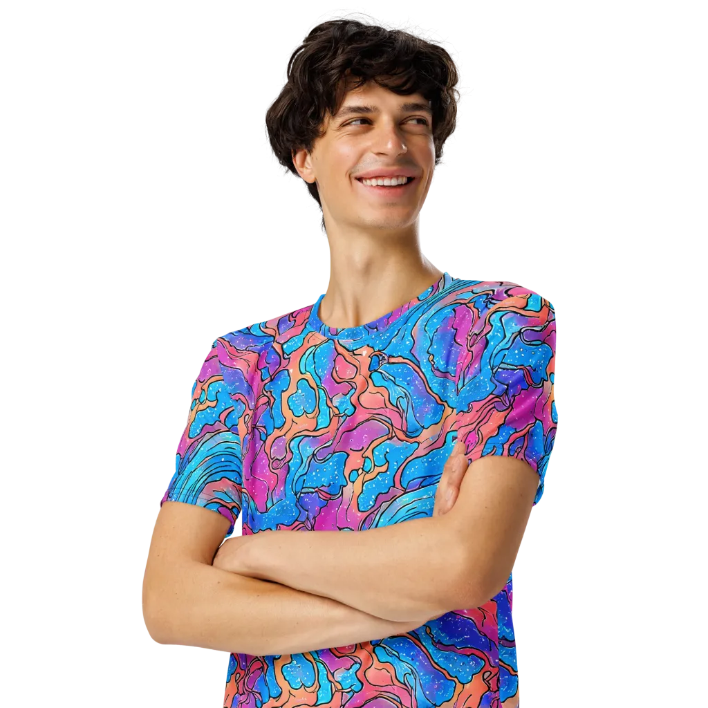 Tidal Confetti on Men's Crew Neck T-Shirt — Left Front