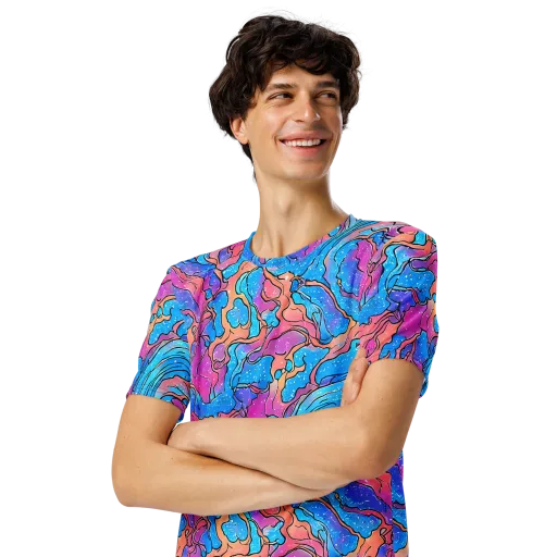Tidal Confetti on a Men's Crew Neck T-Shirt