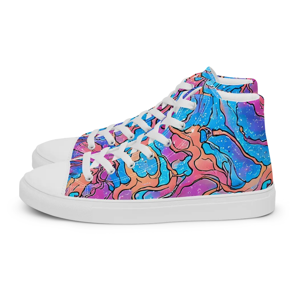 Tidal Confetti on Men's High Top Canvas Shoes — Left