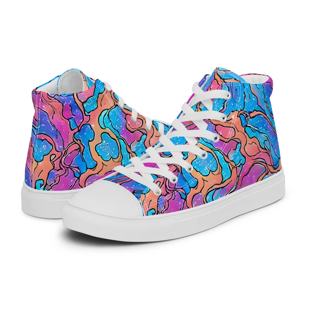 Tidal Confetti on Men's High Top Canvas Shoes — Left
