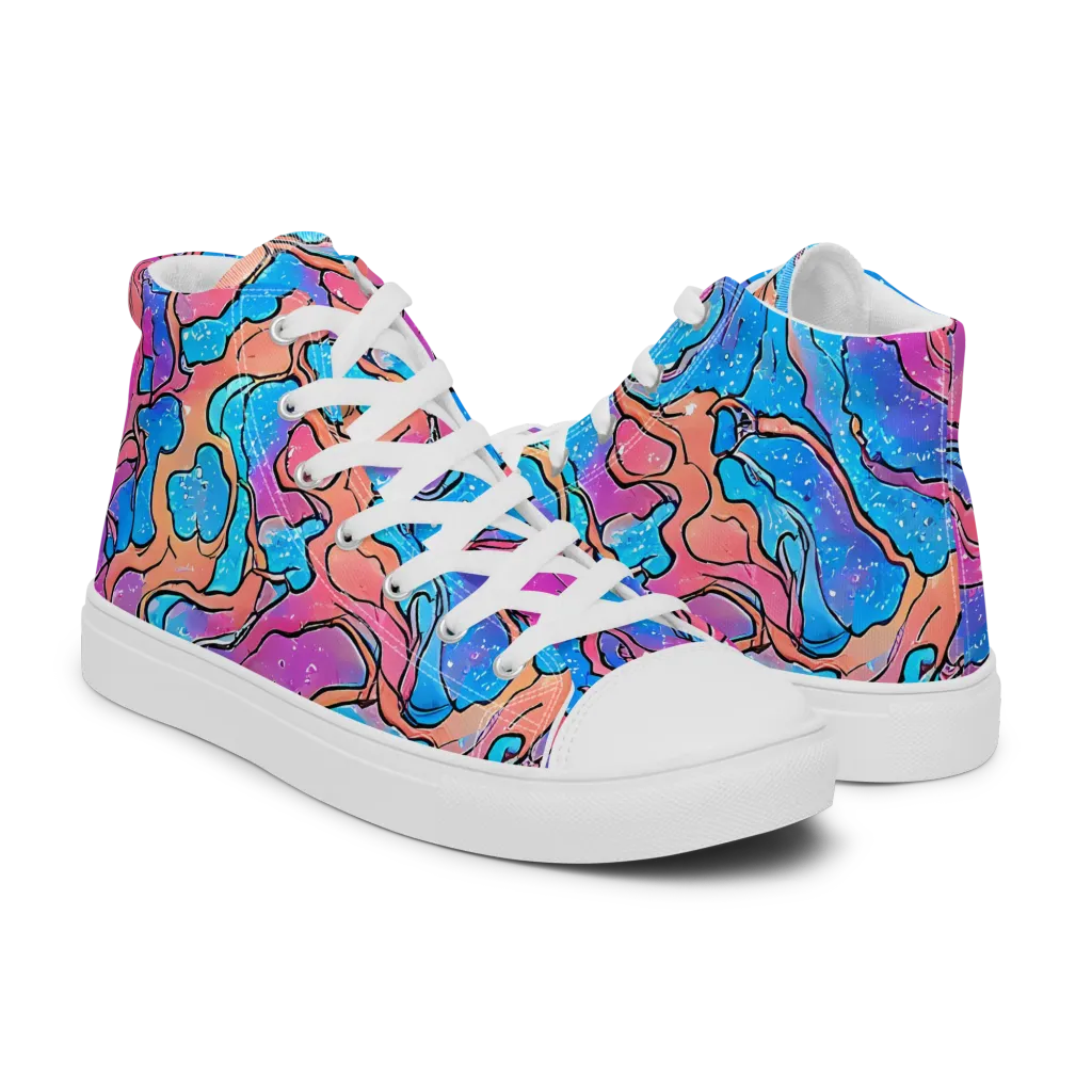 Tidal Confetti on Men's High Top Canvas Shoes — Right