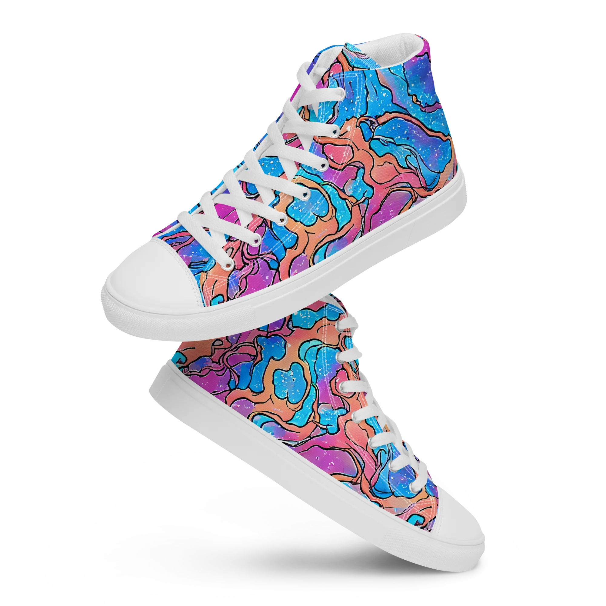 Tidal Confetti on Men's High Top Canvas Shoes — Front
