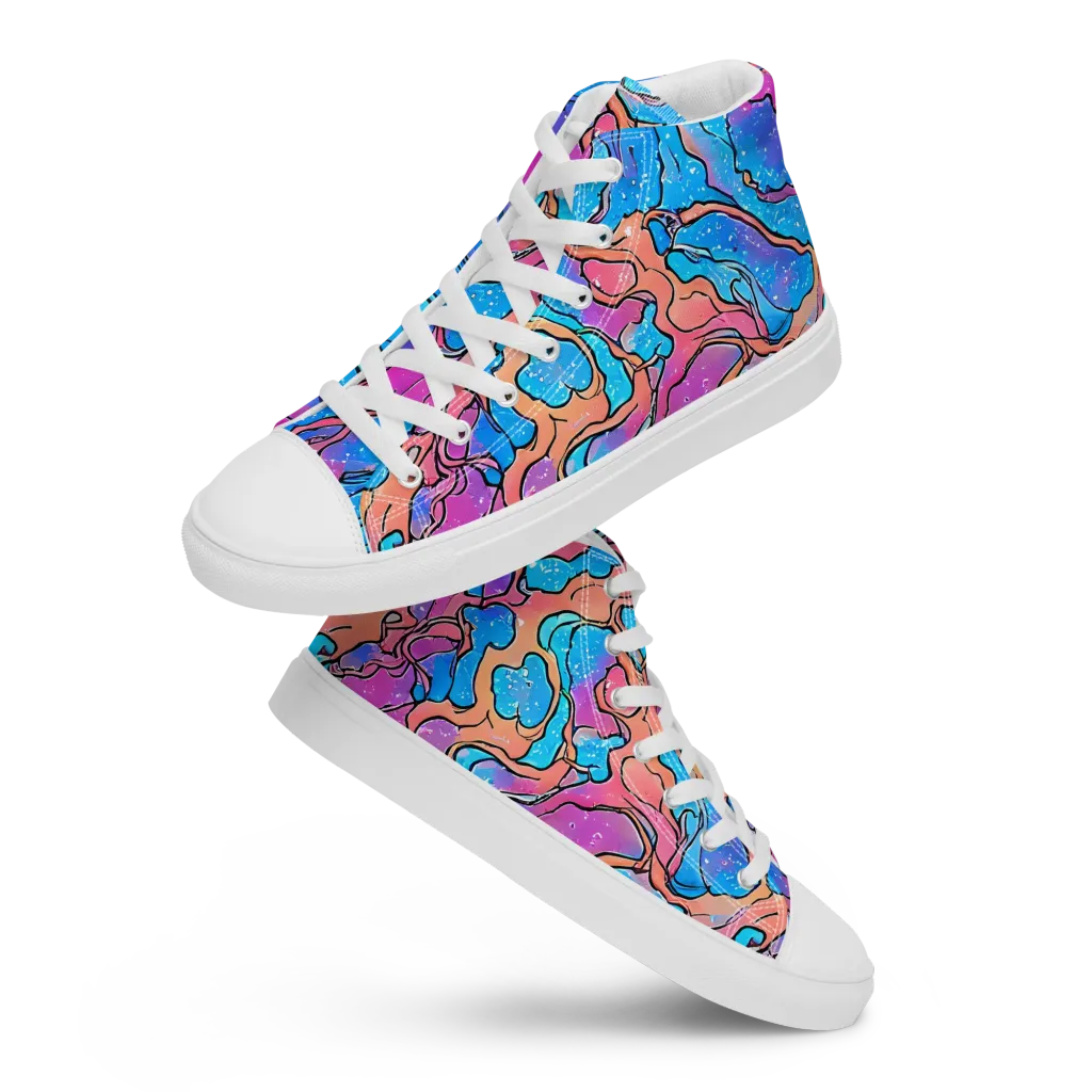 Tidal Confetti on Men's High Top Canvas Shoes — Front