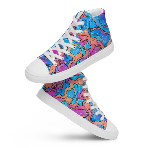 Tidal Confetti on a Men's High Top Canvas Shoes