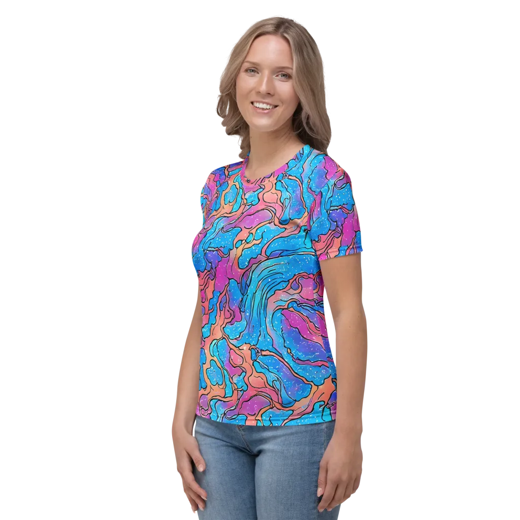 Tidal Confetti on Women's Crew Neck T-Shirt — Left