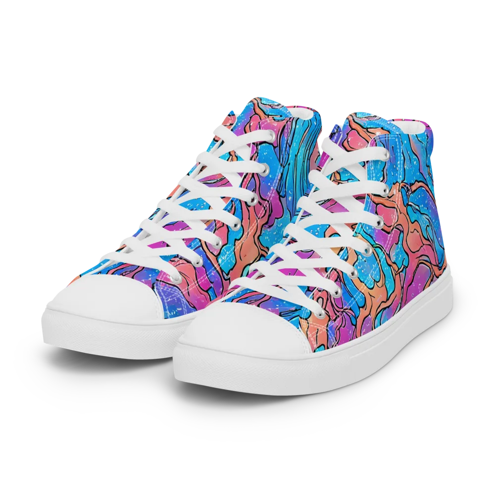 Tidal Confetti on Women's High Top Canvas Shoes — Left Front