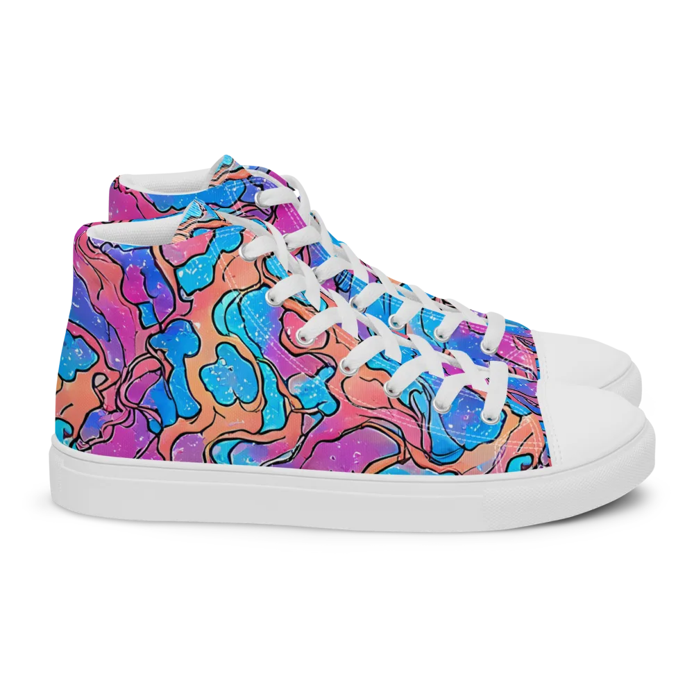 Tidal Confetti on Women's High Top Canvas Shoes — Right