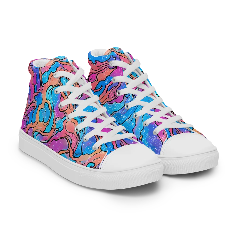 Tidal Confetti on Women's High Top Canvas Shoes — Right Front