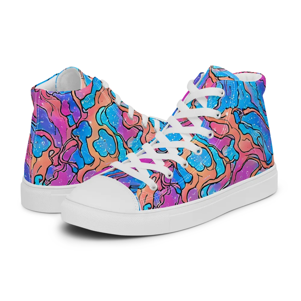 Tidal Confetti on Women's High Top Canvas Shoes — Left