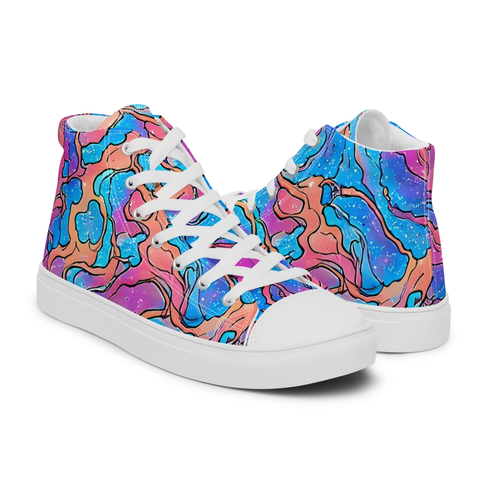 Tidal Confetti on Women's High Top Canvas Shoes — Right