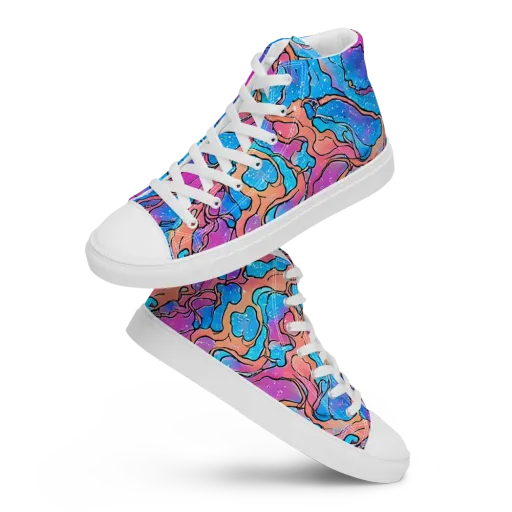 Tidal Confetti on a Women's High Top Canvas Shoes