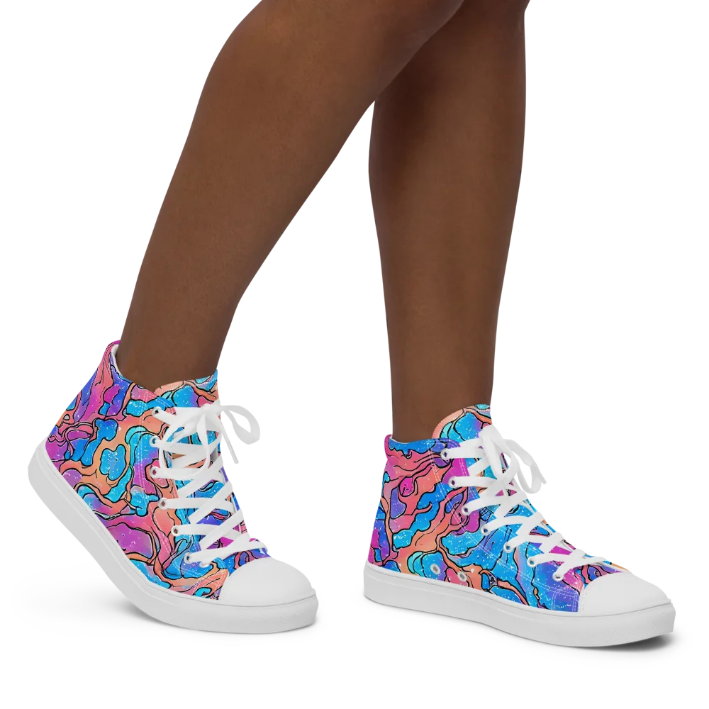 Tidal Confetti on Women's High Top Canvas Shoes — Right
