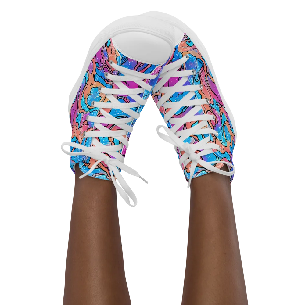 Tidal Confetti on Women's High Top Canvas Shoes — Front