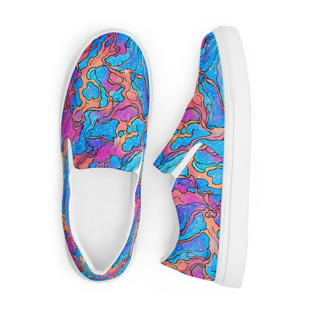 Tidal Confetti on Men's Slip-On Canvas Shoes — Front