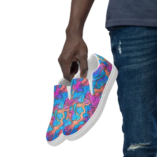Tidal Confetti on a Men's Slip-On Canvas Shoes