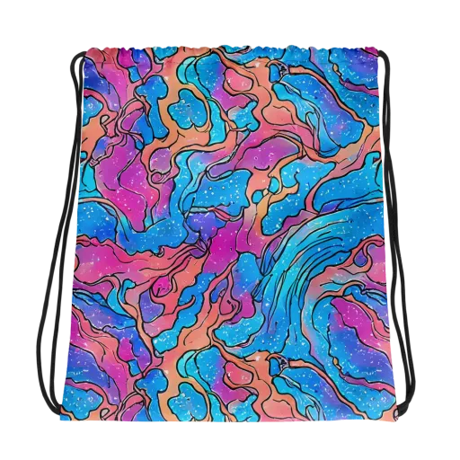 Tidal Confetti on a Drawstring Bag