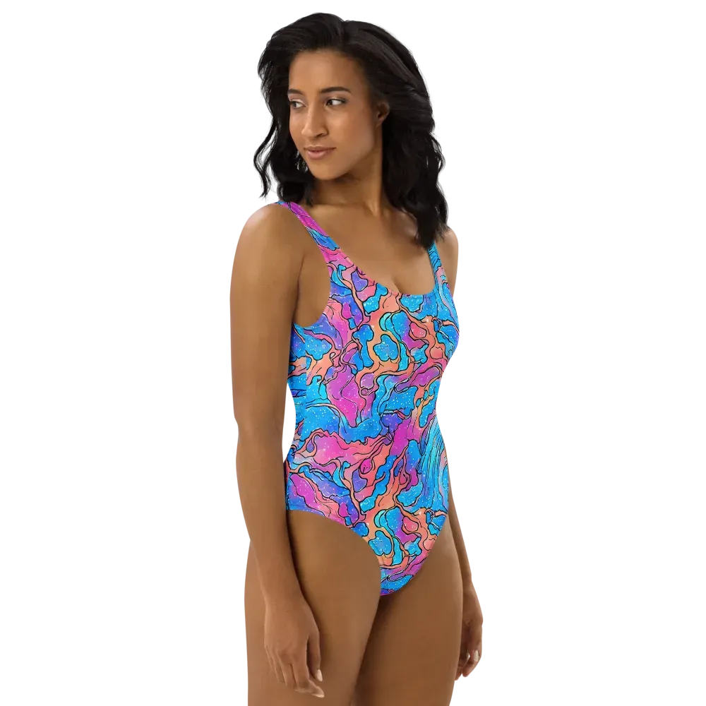 Tidal Confetti on One-Piece Swimsuit — Right