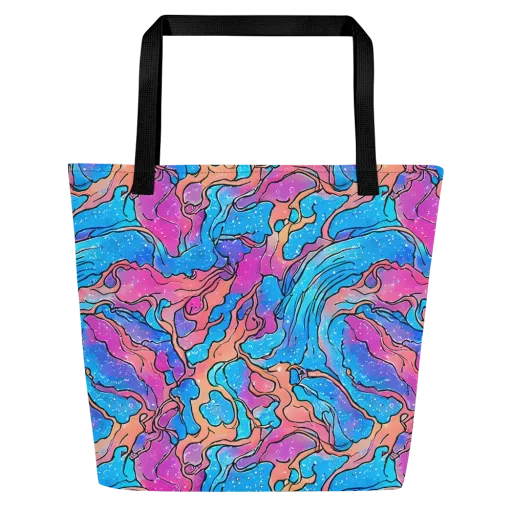 Tidal Confetti on a Large Tote Bag W/ Pocket