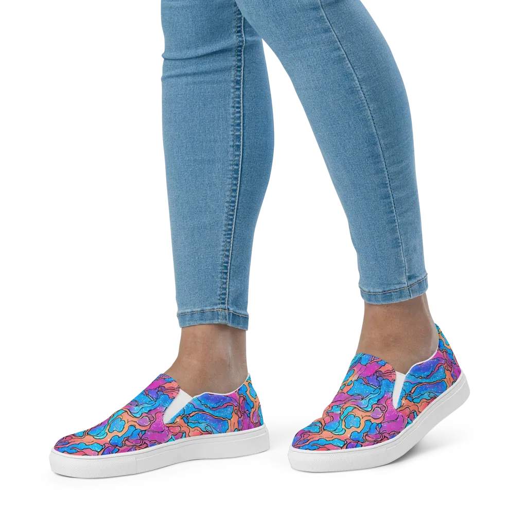 Tidal Confetti on Women's Slip-On Canvas Shoes — Front