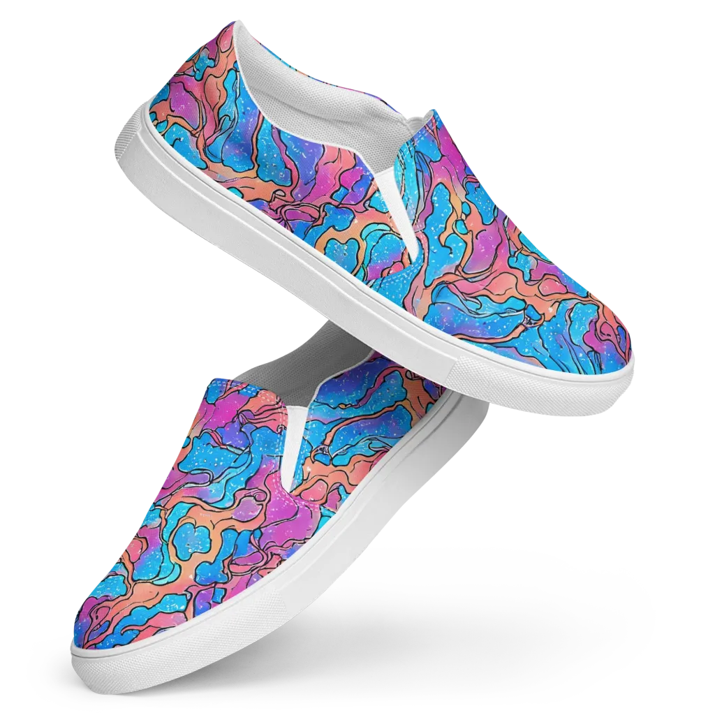 Tidal Confetti on Women's Slip-On Canvas Shoes — Front