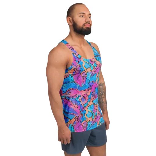 Tidal Confetti on a Men's Tank Top