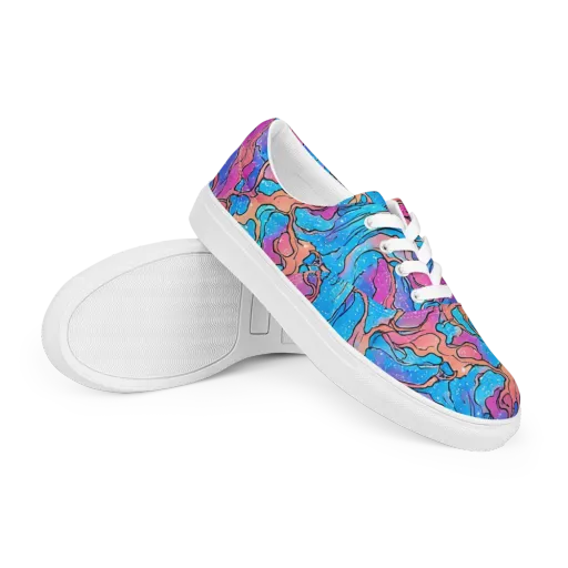 Tidal Confetti on a Men's Lace-Up Canvas Shoes